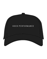 The 5 Panel Trucker Hat - Black - Koch - Center Crown - Embroidered - White