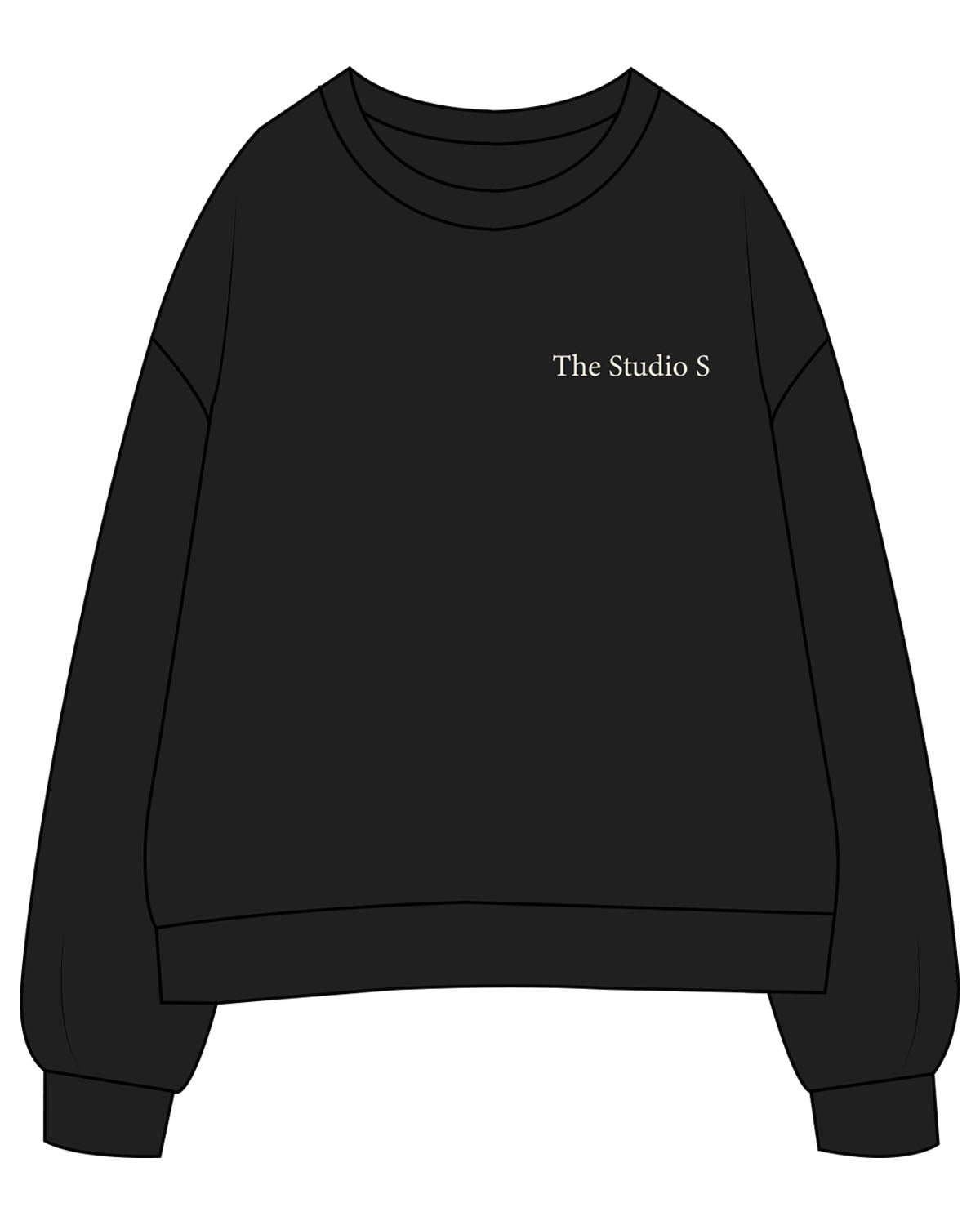 The Womens Crewneck - Black - Studio S - Left Chest - Embroidered - Off White
