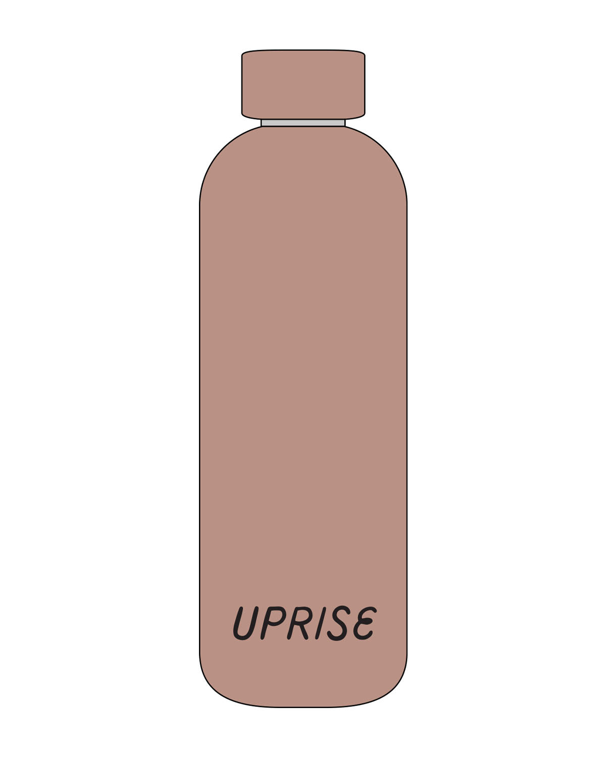 The Water Bottle - Clay - Uprise Hot Yoga - Front Bottom - "UPRISE - Printed - Washed Black