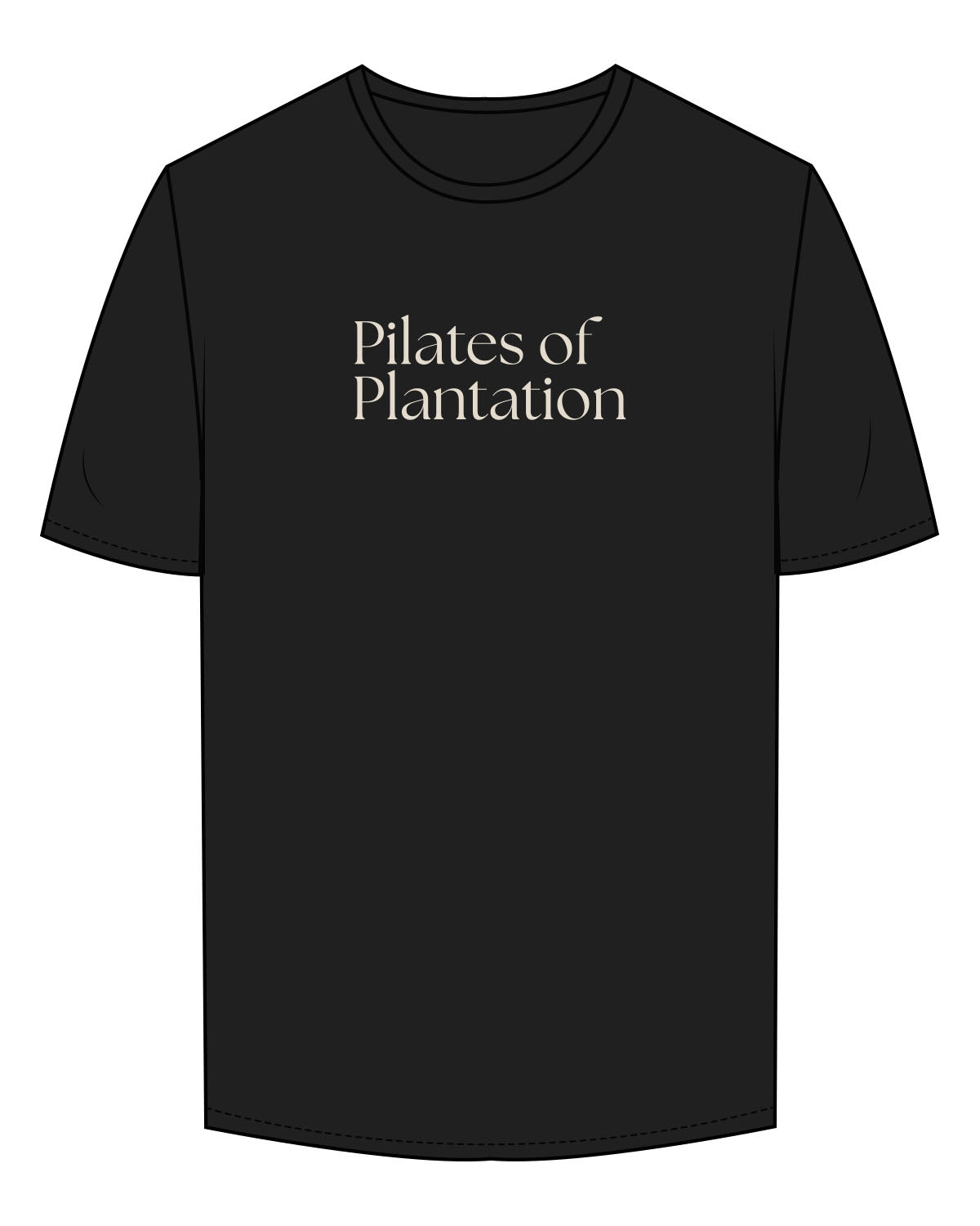 The Mens Tee - Black - Pilates of Plantation - Center Chest Stacked - Printed - Cream