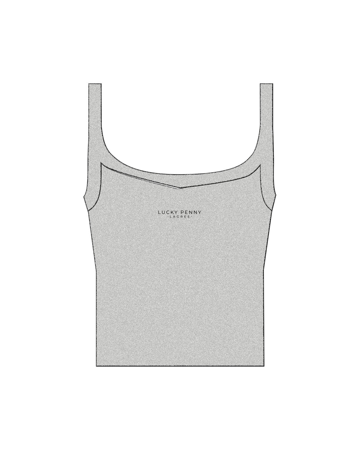 The Micro Rib Strappy Crop Tank - Heather - Lucky Penny - Center Chest Stacked - Embroidered - Black