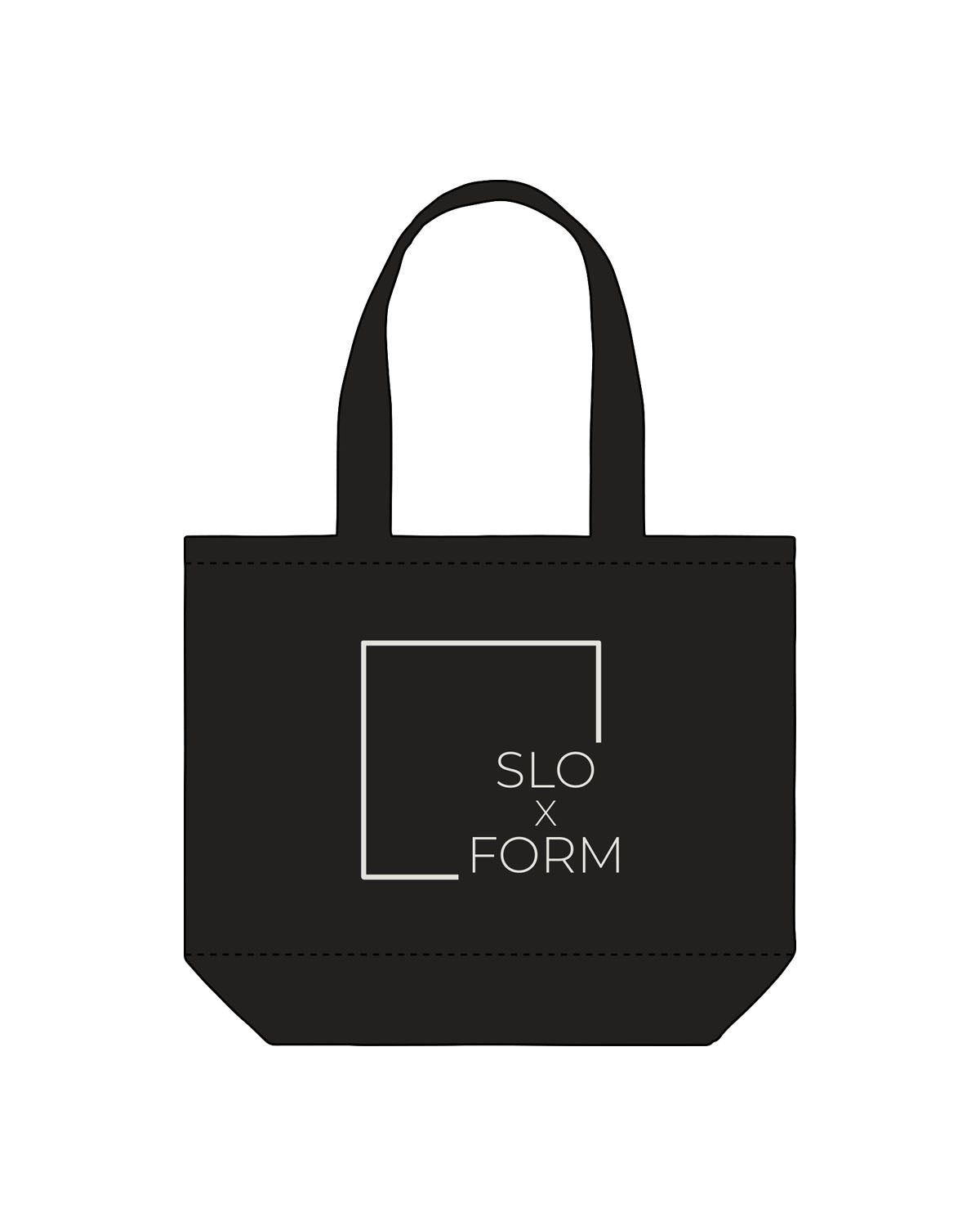 The Tote Bag - Black - Slo x Form - Front Center - Printed - Washed Bone