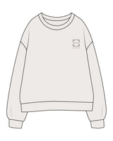 The Womens Crewneck - Bone - Studio47 Pilates - Left Chest - Embroidered - Tone on Tone