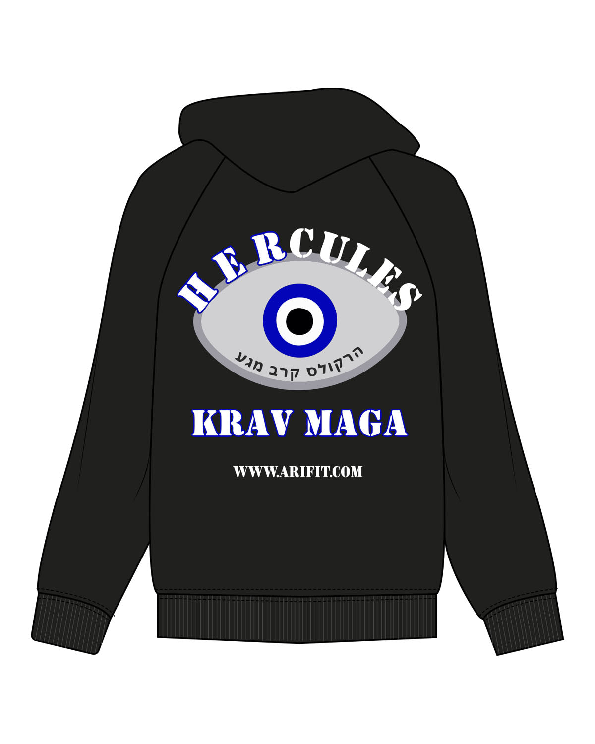 The Mens Classic Hoodie - Black - Hercules - Center Chest & Back Stacked - Printed - Tone on Tone