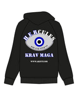 The Mens Classic Hoodie - Black - Hercules - Center Chest & Back Stacked - Printed - Tone on Tone