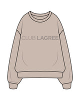 The Womens Crewneck - Bone - Club Lagree - Right Wrist - Center Chest & Back Center - Tone on Tone