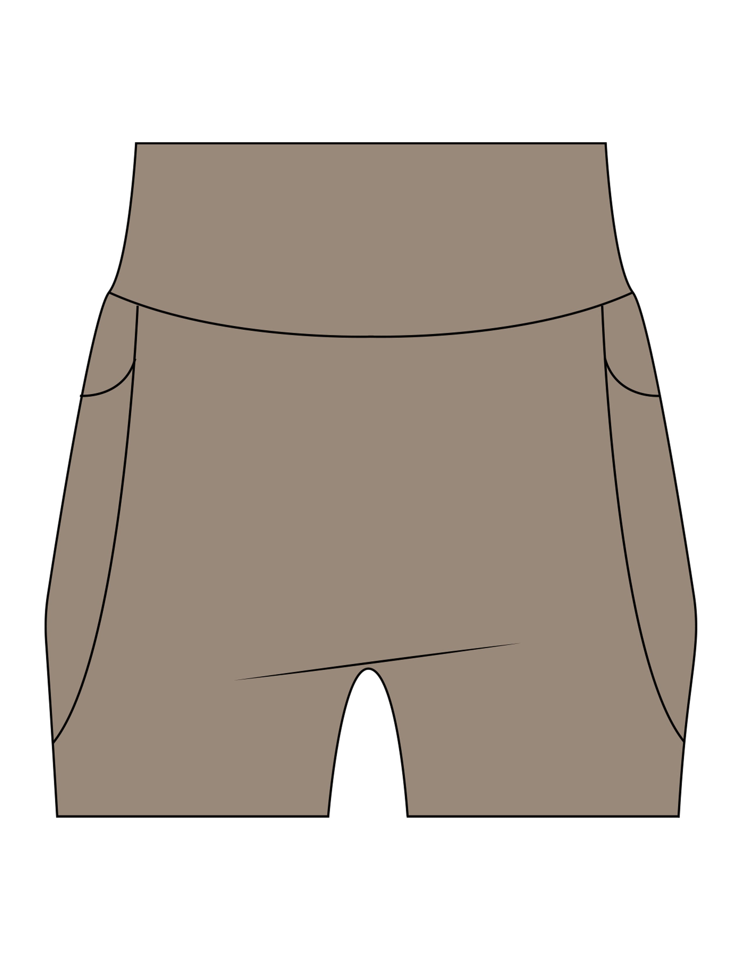 The Womens Sporty Pocket Short - Brown - Pilates Phoenix - Back Waistline - Printed - White