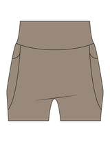 The Womens Sporty Pocket Short - Brown - Pilates Phoenix - Back Waistline - Printed - White
