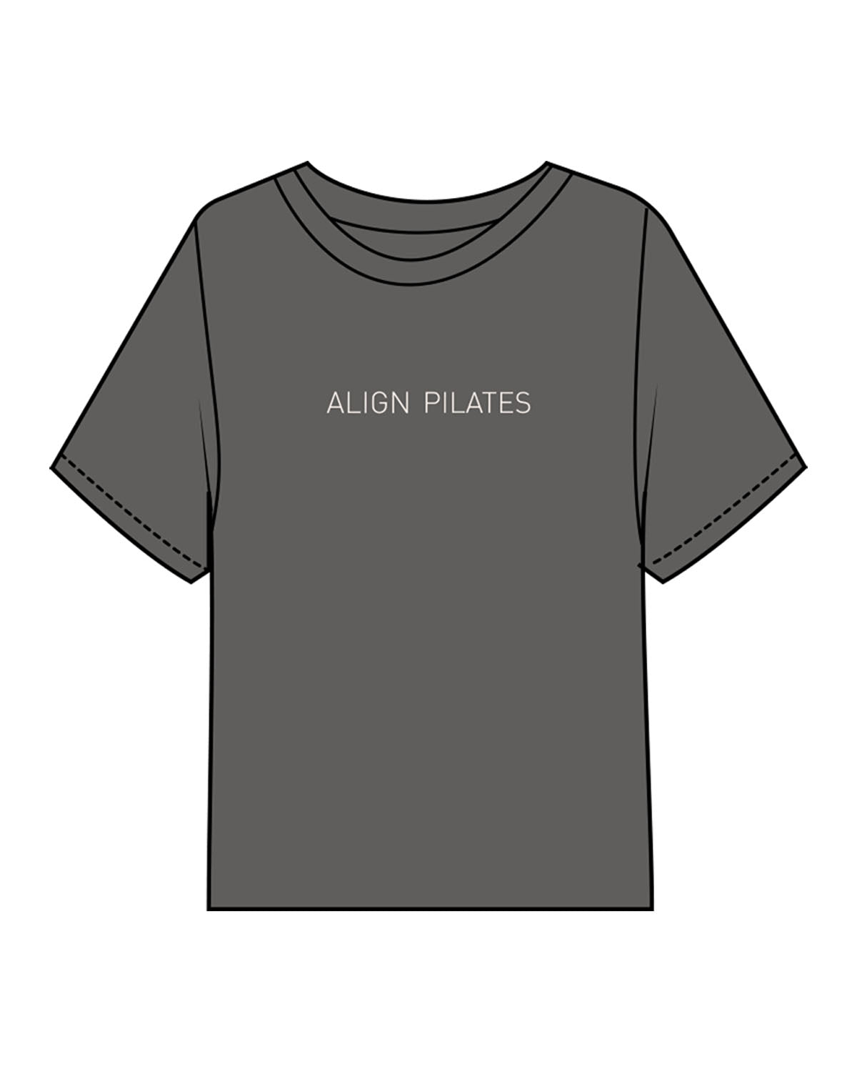 The Midweight Crop Tee - Pepper - Align Pilates - Center Chest Text - Printed - Ivory