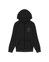 The Womens Zip Hoodie - Black - Honor Pilates - Left Chest & Back Center Stacked - Bone