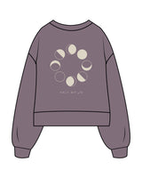 The Womens Heavyweight Crop - Mauve - Half Moon Yoga - Center Chest & Back Round Moons - Printed - Off White
