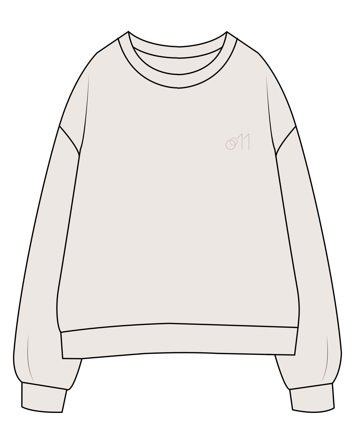 The Womens Crewneck - Bone - Studio 11 - Left Chest - Embroidered - Tone on Tone