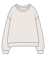 The Womens Crewneck - Bone - Studio 11 - Left Chest - Embroidered - Tone on Tone