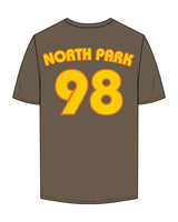 The Mens Tee - Walnut - Swamis Padres - Center Chest Stacked & Back Stacked "NORTH PARK" - Printed - Full Color