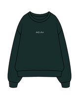 The Mens Crewneck - Pine Green - Dose - Center Chest - Embroidered White