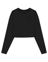 The Crop Long Sleeve - Black - Pilates Method/Barre Noir - Left Chest Stacked - Printed - Black