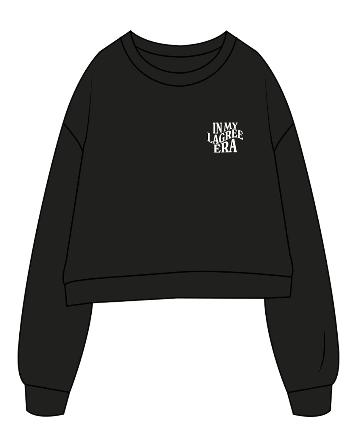 The Studio Crop - Black - Core Cycle - Left Chest Stacked & Center Back Neckline - Printed - White