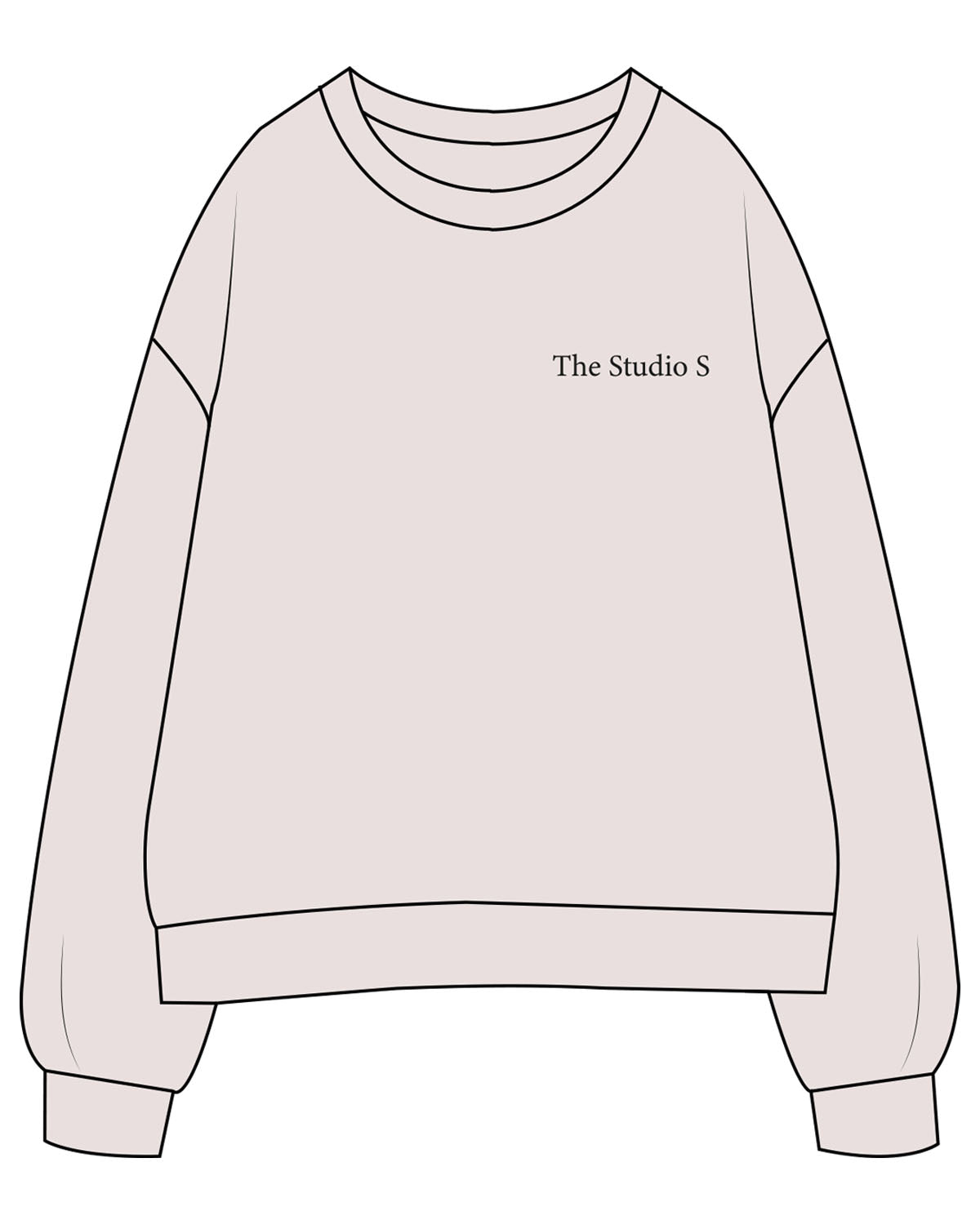 The Womens Crewneck - Washed Bone - Studio S - Left Chest - Embroidered - Charcoal Grey