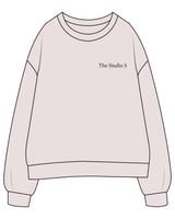 The Womens Crewneck - Washed Bone - Studio S - Left Chest - Embroidered - Charcoal Grey
