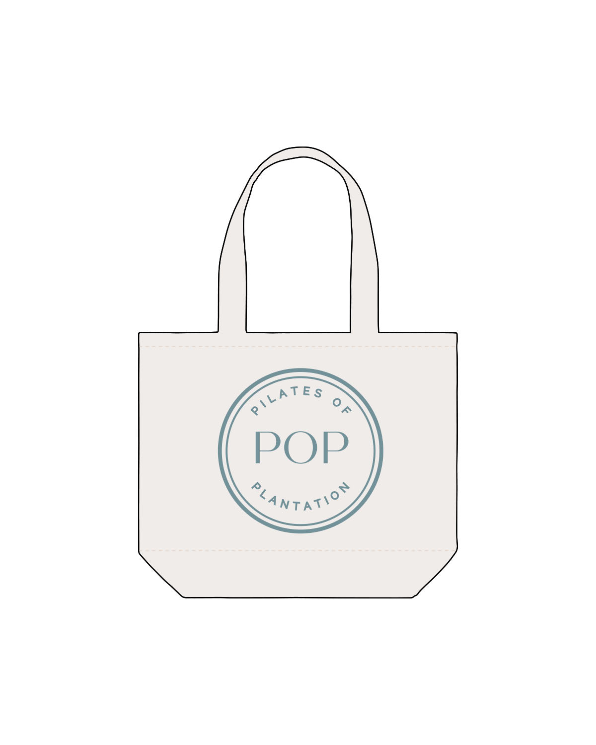 The Tote Bag - Natural - Pilates of Plantation - Center - Round - Printed - Blue - #739199
