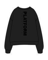 The Mens Crewneck - Black - Platform - Left Chest & Back Spine - Tone on Tone