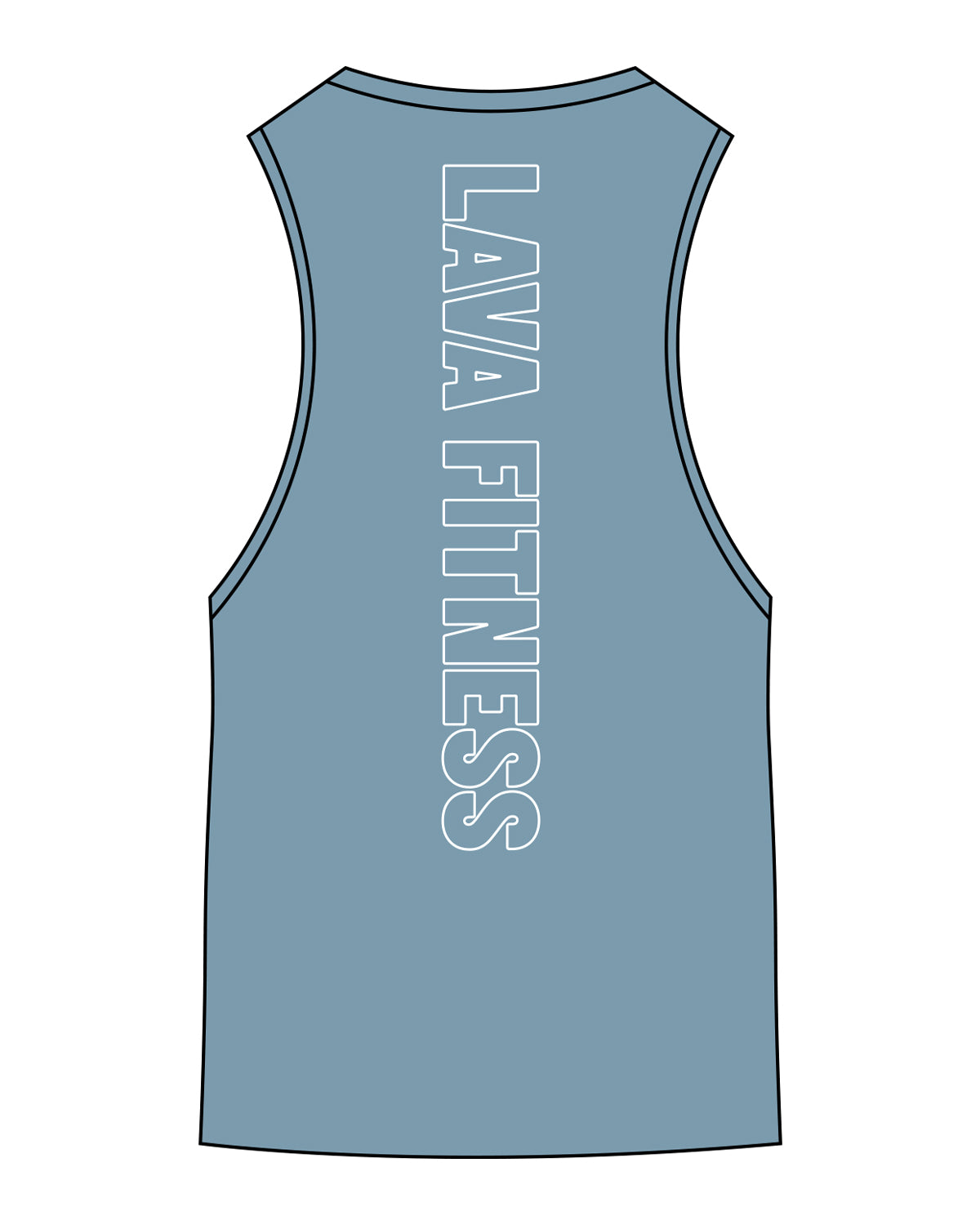 The Scoop Muscle Tank - Teal Heather - Lava - Center Chest Stacked & Center Back Vertical - White Printed