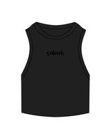 The Ribbed Crop Tank - Black - Scorch Fitness - Center Chest - Embroidered - Tone on Tone