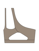 The One Shoulder Bra - Brown - Pilates Phoenix - Chest Stacked - Printed - Dark Brown