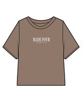 The Crop Terry Tee - Cacao - M4Lagree - Center Chest Stacked - Embroidered Tone on Tone