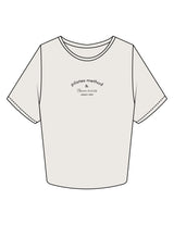 The Crop Tee - Bone - Pilates Method/Barre Noir - Center Chest Arc Stacked - Printed - Black