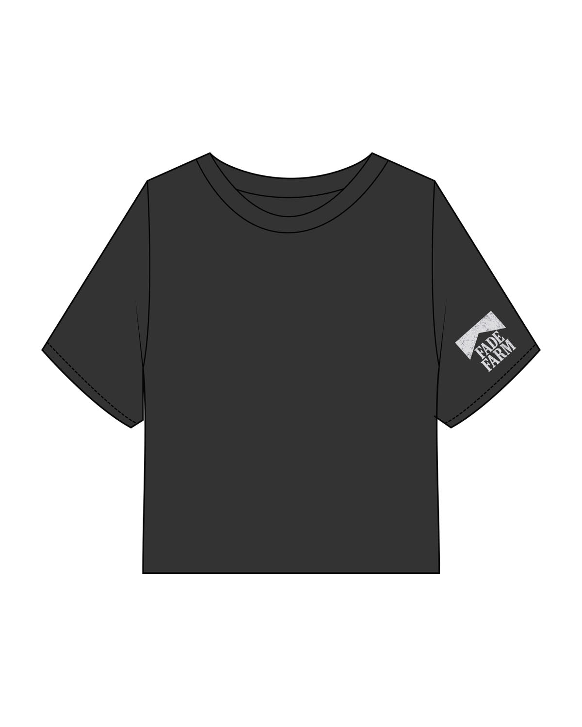 The Heavyweight Crop Tee - Washed Black - FadeFarm - Left Sleeve & Back Skull - Printed - Off White