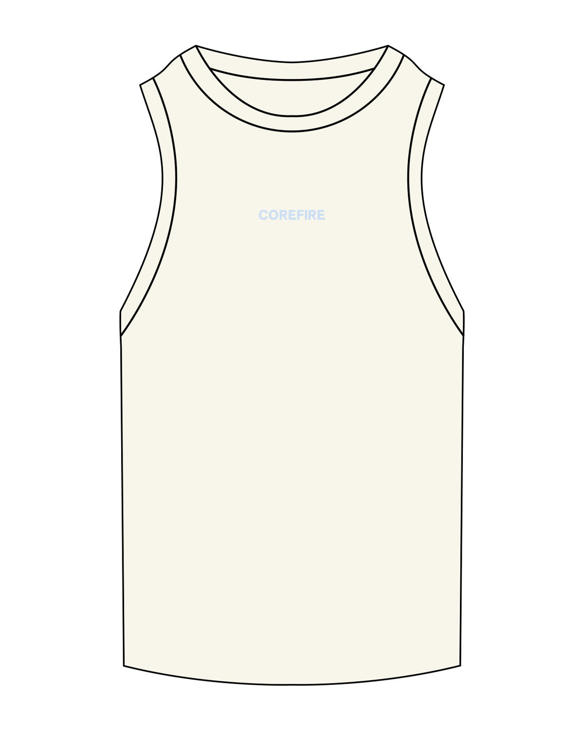 The Ribbed Full Length Tank - Off White - Corefire - Center Chest - Embroidered - Light Blue