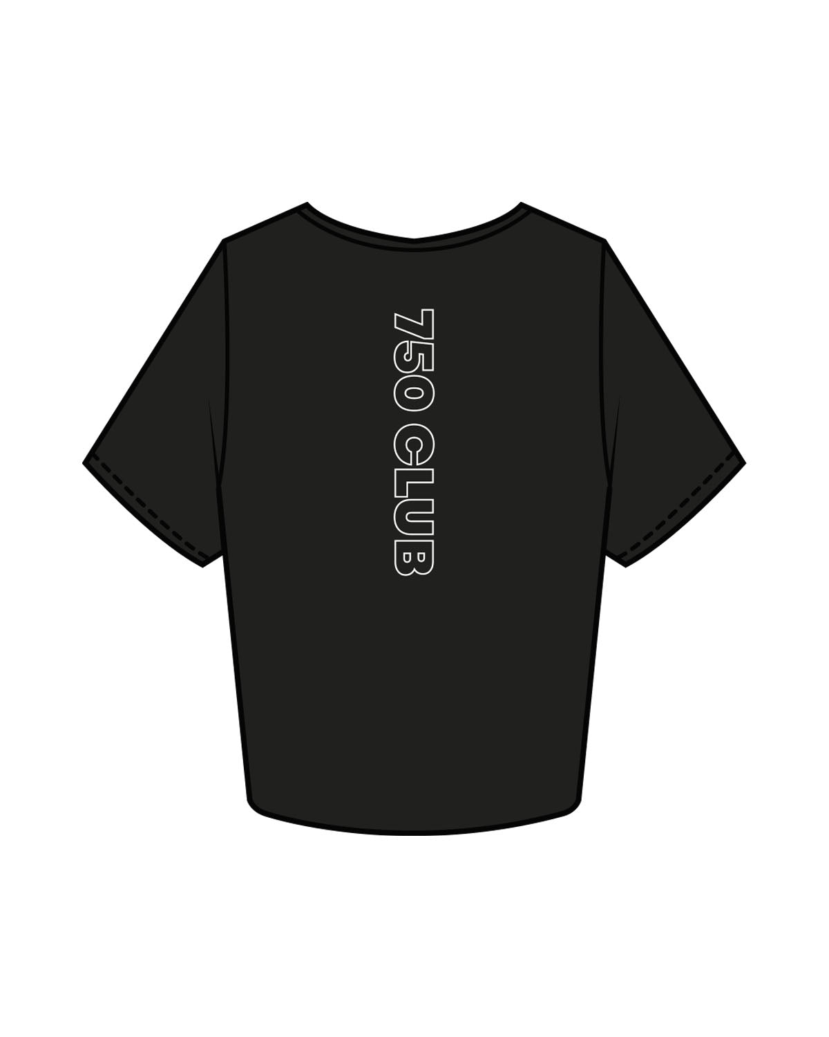 The Crop Tee - Black - Evolve Lagree - Left Chest Round & Center Back Vertical - Printed - White