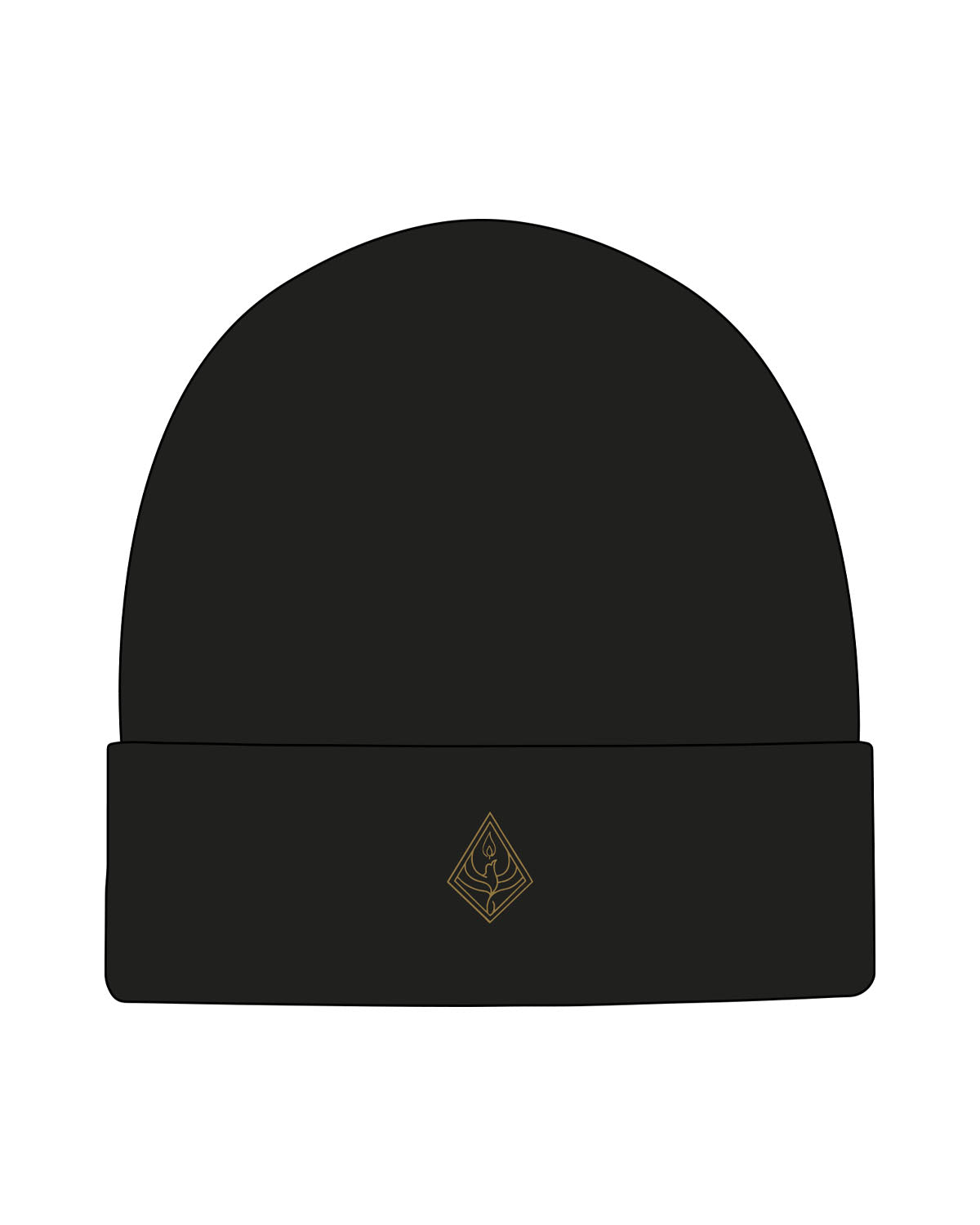 The Beanie - Black - Uprise Hot Yoga - Brim - Embroidered - Gold