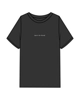 The Womens Heavyweight Tee - Washed Black  - Pulse 712 - Center Chest & Center Back Stacked Logo "SIOUX CENTER" - Printed - Washed Bone