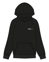 The Womens Hoodie - Black - Tone Fitness Studio - Left Chest - Back Stacked - Printed - White