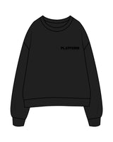 The Mens Crewneck - Black - Platform - Left Chest & Back Spine - Tone on Tone