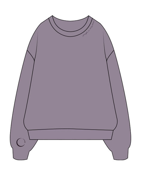 The Midweight Unisex Crewneck - Washed Plum - Core Crown Point - Front Neckline & Right Wrist - Back Neckline - Printed - Plum