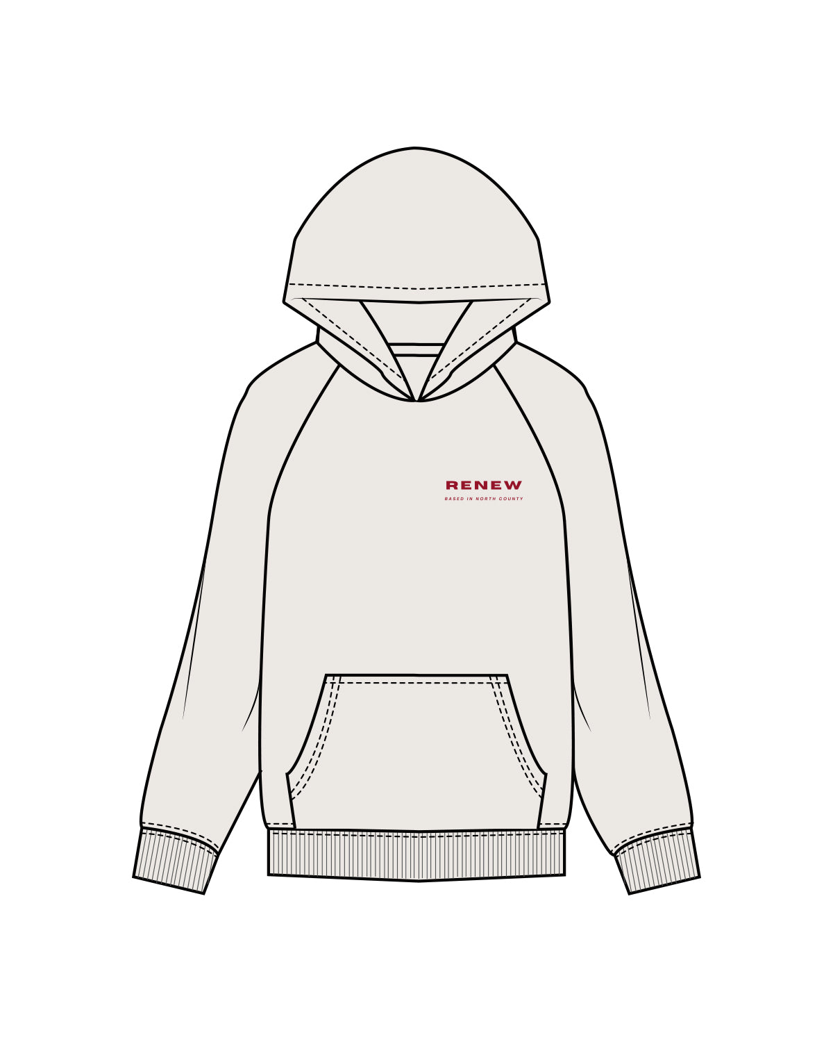 The Mens Hoodie - Bone - Renew - Left Chest & Back Center Stacked - Red