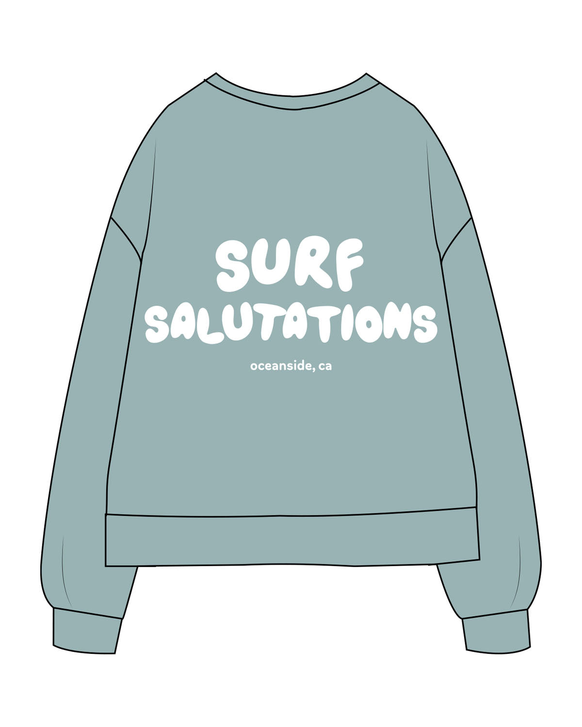 The Recycled Unisex Crewneck - Arctic - Surf Salutations - Left Chest & Center Back Stacked - Printed - White