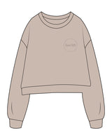 The Studio Crop - Taupe - Core LP - Left Chest & Top Back From Left To Right Sleeve - Tone on Tone