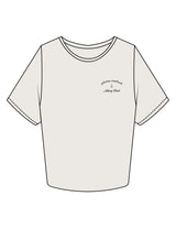 The Crop Tee - Bone - Pilates Method/Barre Noir - Left Chest Arc Stacked - Printed - Black