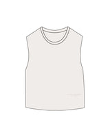 The Micro Rib Basic Crop Tank - Natural - Lucky Penny - Lower Left Stacked - Embroidered - Tone on Tone