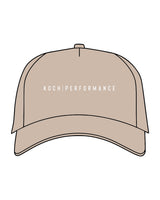 The 5 Panel Trucker Hat - Sand - Koch - Center Crown - Embroidered - White