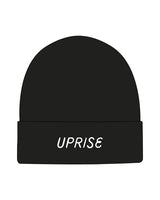 The Beanie - Black - Uprise Hot Yoga - Brim - "UPRISE" -Embroidered - White