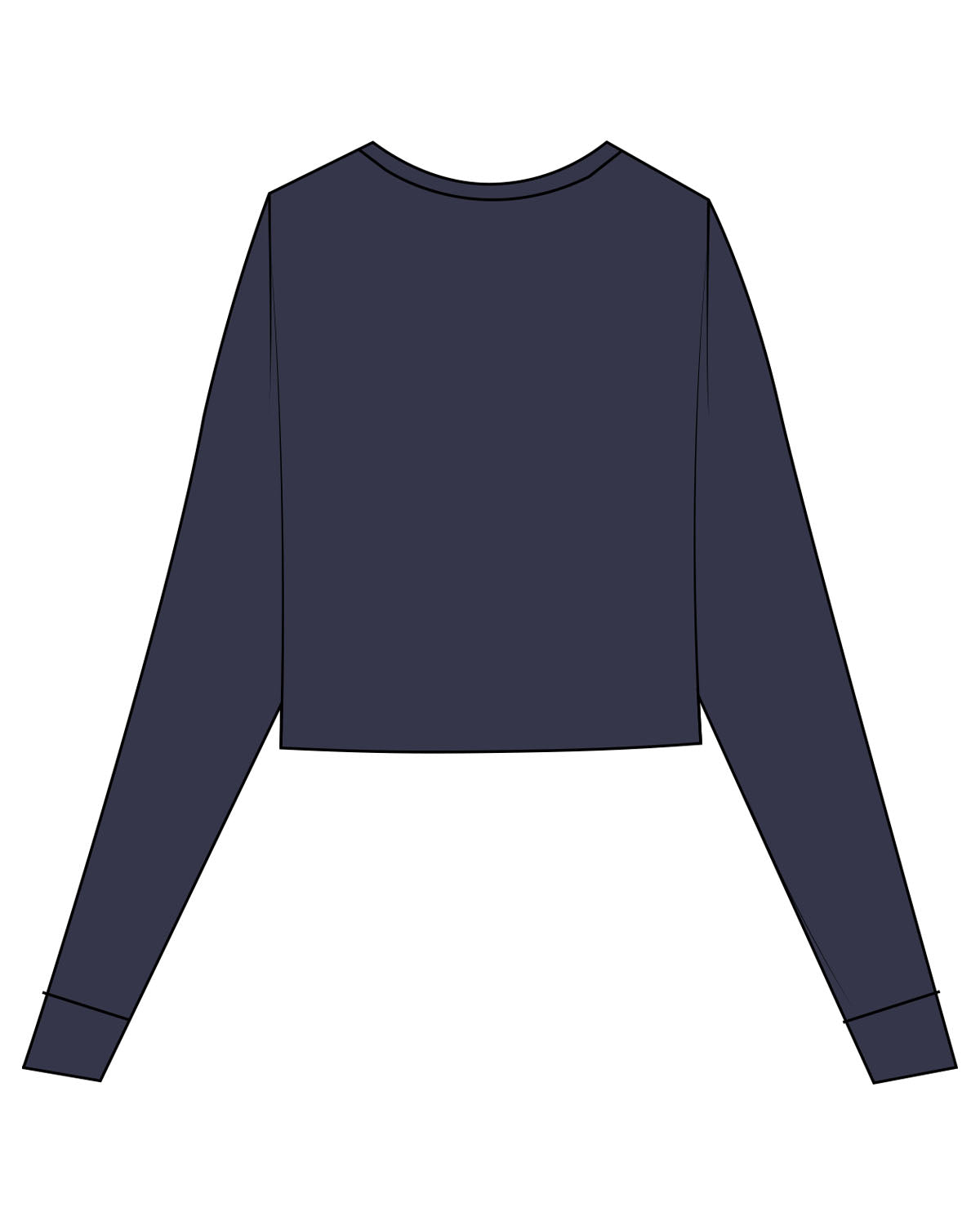 The Micro Rib Crop Long Sleeve - Navy - Studio47 Pilates - Front Left Neckline - Printed - Tone on Tone