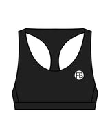 The Racer Bra - Black - Krista - Left Chest & Back Center "COACH" - White