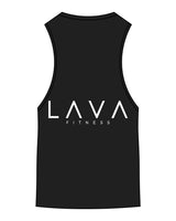 The Scoop Muscle Tank - Black - Lava - Left Chest Stacked & Center Back Stacked - White - Printed
