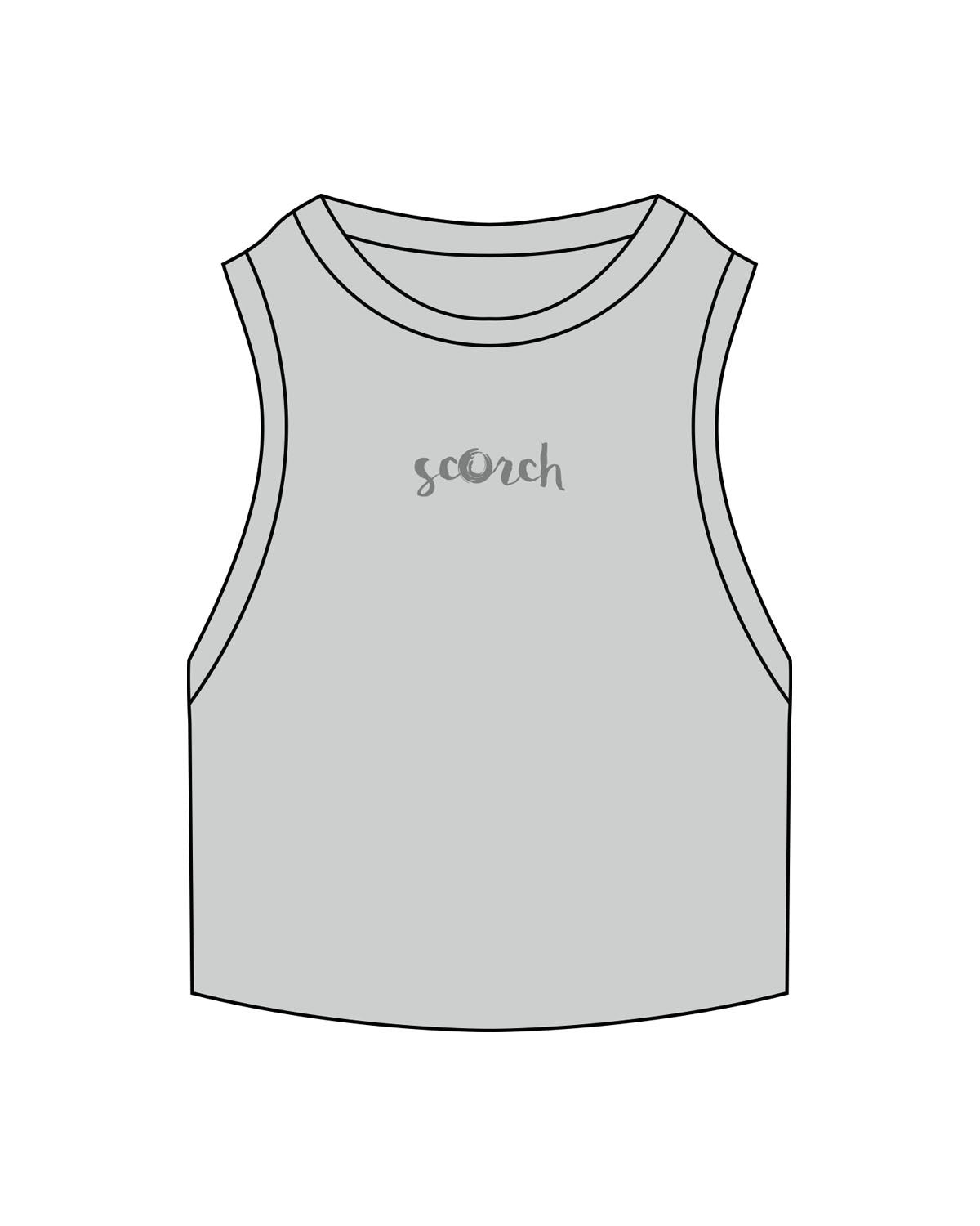 The Ribbed Crop Tank - Storm - Scorch Fitness - Center Chest - Embroidered - Tone on Tone