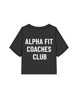 The Heavyweight Crop Tee - Washed Black - Alpha Fit - Left Chest & Full Back - White